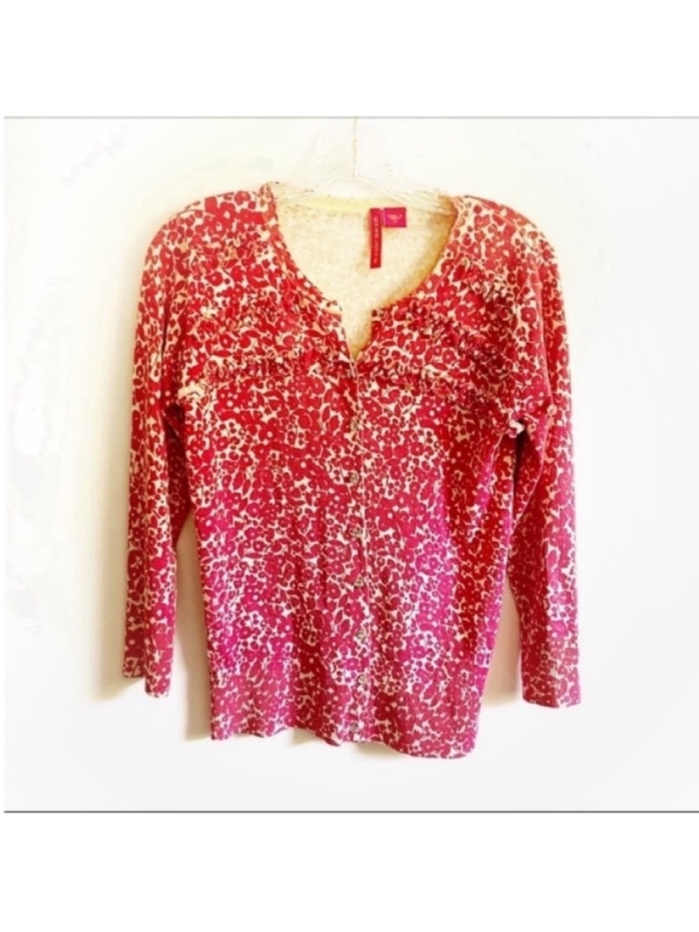 Charlotte Tarantola Pink and White Printed Long Sleeve Cardigan